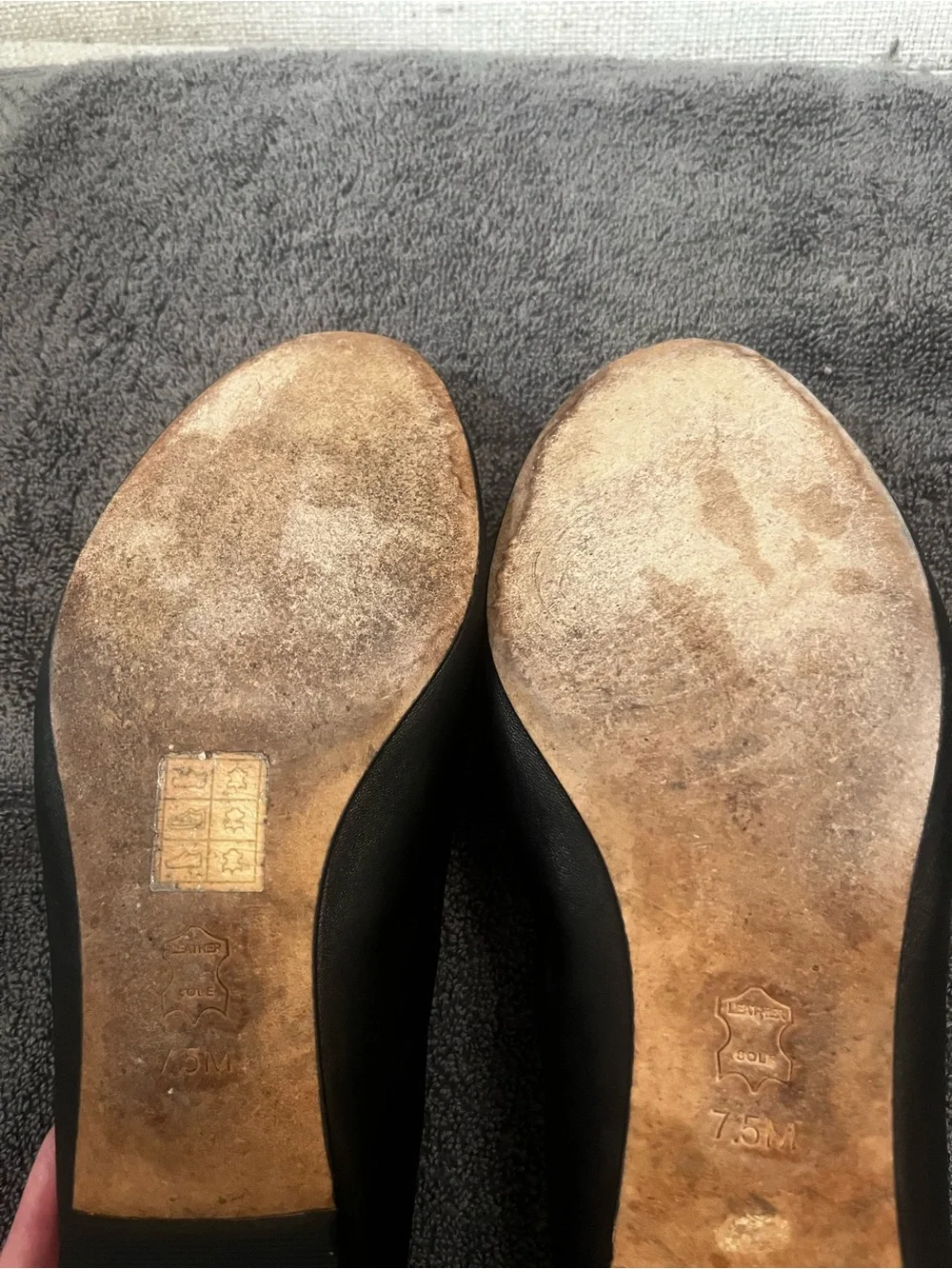 Tory Burch Black Leather Ballet Flats with Crystal Logo Medallions